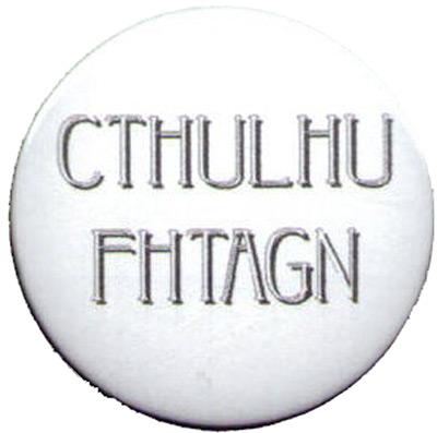 Cthulhu fhtagn svart text på vit botten