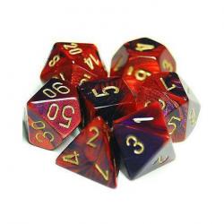 Gemini Purple-Red with Gold (set of 7 dice)