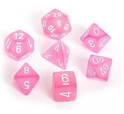 Frosted Pink/White (set of 7 dice)