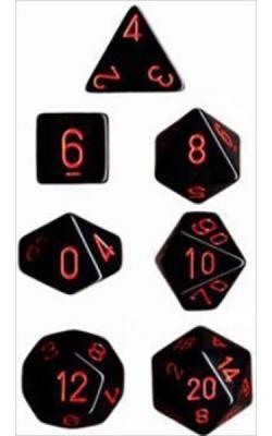 Opaque Black/Red (set of 7 dice)