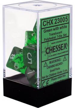 Translucent Green/White (set of 7 dice)