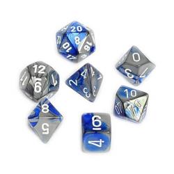 Gemini Blue-Steel with White (set of 7 dice)