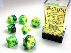 Gemini Green-Yellow with Silver (set of 7 dice)