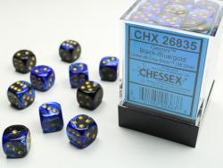 Gemini Black-Blue w/gold Dice Block (36d6)