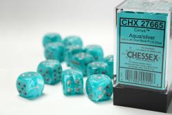 Cirrus 16mm d6 Aqua w/silver (set of 12 dice)