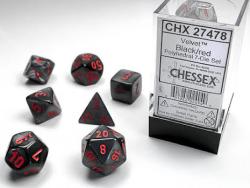 Velvet Black with Red (set of 7 dice)