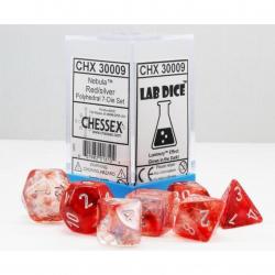 Nebula Red/Silver Luminary (set of 7 dice)