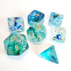 Nebula Oceanic/Gold Luminary (set of 7 dice)