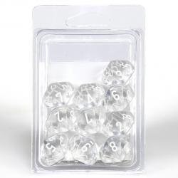 Translucent Clear/white (set of ten d10)