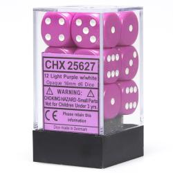 Opaque 16mm d6 Light Purple with White Dice Block (12 d6)