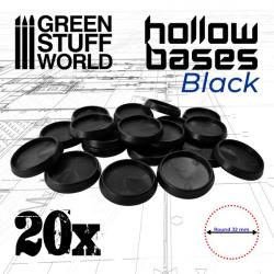 20x Hollow Plastic Bases (BLACK 32mm)