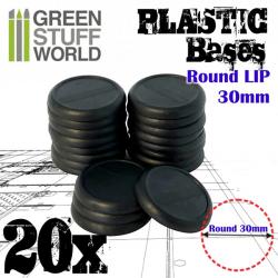 Plastic Bases - Round Lip Black (20x 30mm)