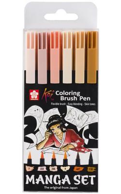 Manga Koi Colouring Brush Pen Set 6 Pcs