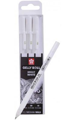 Gelly Roll Basic Set 3 Bright White Gel Pens  0.5 / 0.8 / 1.0mm