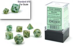 Marble Mini-Polyhedral Green/dark green 7-Die Set