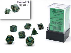 Scarab Mini-Polyhedral Jade/gold 7-Die Set
