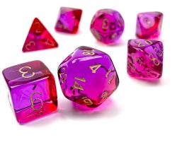 Gemini Translucent Red-Violet/gold (set of 7 dice)
