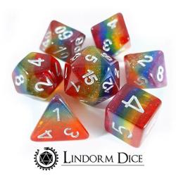 Rays of Pride - Glitter Rainbow  set of 7 dice