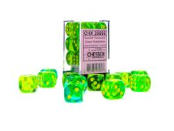 Gemini 16mm d6 w pips Translucent Green-Teal/yellow (12d6)