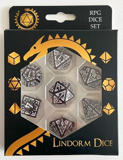 Dawn Stars Black Red Set of 7 Dice