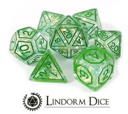 Terrarium set of 7 dice Green