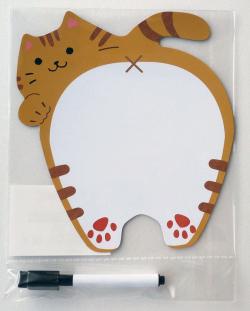 Magnetic Cat Butt Erasable Pad - Brown Tabby w/ Pen