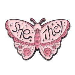 She/They Pronoun Butterfly Pin