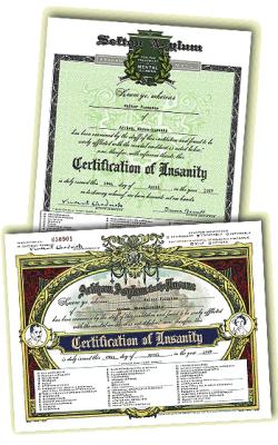 Certificates of Insanity from Arkham Asylum