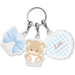Bear 'Latte' & Bow Acrylic Keychain