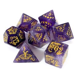Disa's Heart - Set of 7 amethyst dice