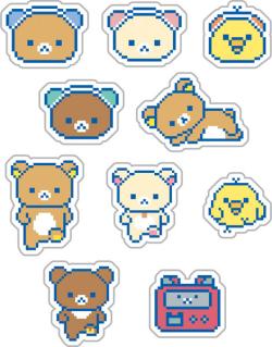 Rilakkuma Gaming Pixel Flake Seal Stickers