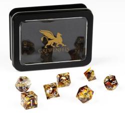 Razor Dice Set: Gold Ring - Rust Brown