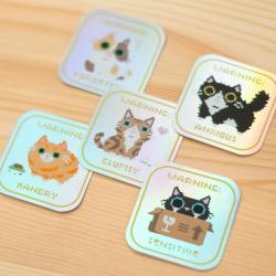 Birdie Tam: Vinyl stickers - Warning Cats Pack