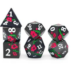 Cherry Blossom Metal Black Dice Set of 7