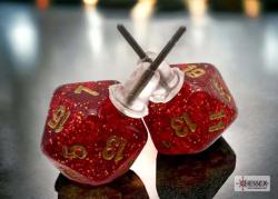 Glitter Ruby Mini-Poly D20 Stud Earrings Pair