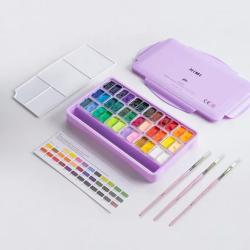 HIMI Twin Cup Gouache Purple Case - 36 Colours + 3 Brushes