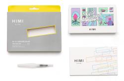 HIMI Watercolour Kit - 24 Solid Colours, Waterbrush & 6 Sheets of Paper